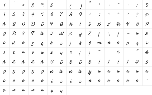 Chalk-y Brush  glyph index