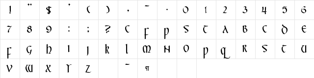 CallifontsF57TrueType Regular  glyph index