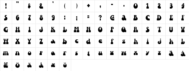 LeadFoote Regular  glyph index