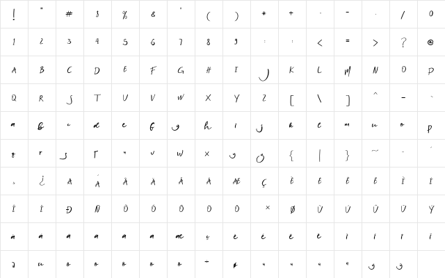 Nightlife Regular  glyph index