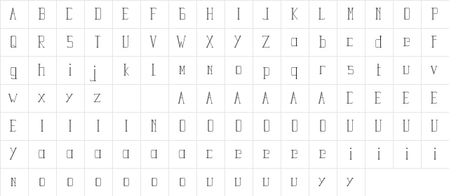 Velasquis TamyraDemo Regular  glyph index