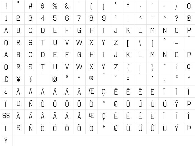 Octin College Book  glyph index