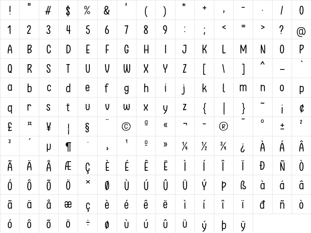 Clambake October Six Regular  glyph index