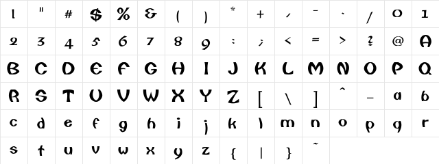 Camberic Regular  glyph index