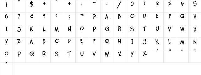 Twelve Ton Fishstick Regular  glyph index
