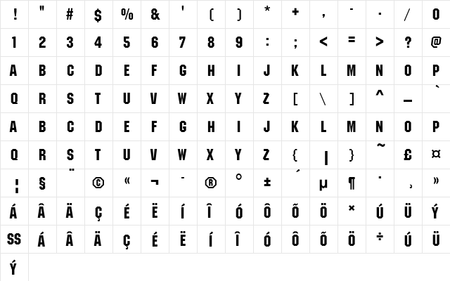 Machine Itc D EE Regular  glyph index