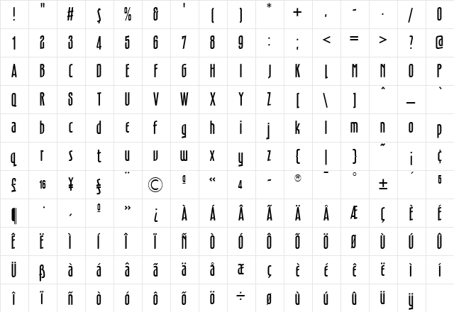 TFHotelmodCalligr Medium  glyph index