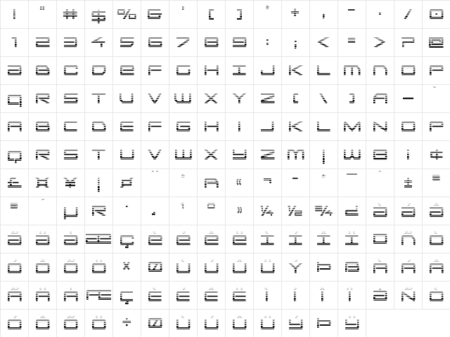 Sky Ridge Gradient Condensed Regular  glyph index