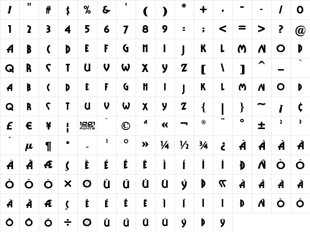 Public Enemy NF Regular  glyph index