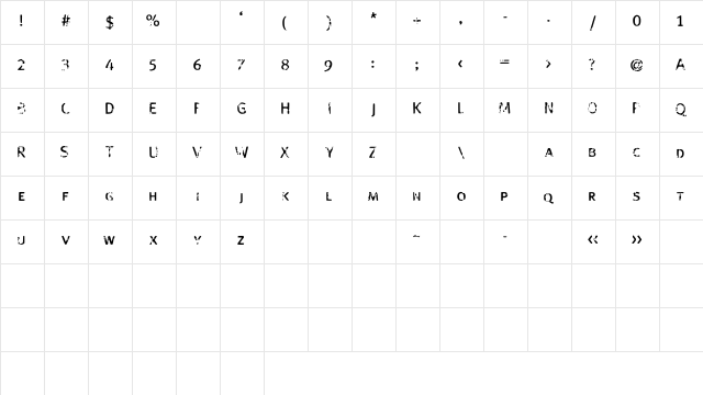 StrangeBoy Medium  glyph index