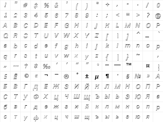 a_GroticSh Bold  glyph index