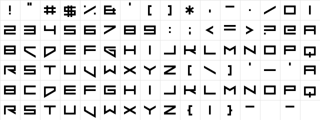 Xero's Punishment Regular  glyph index
