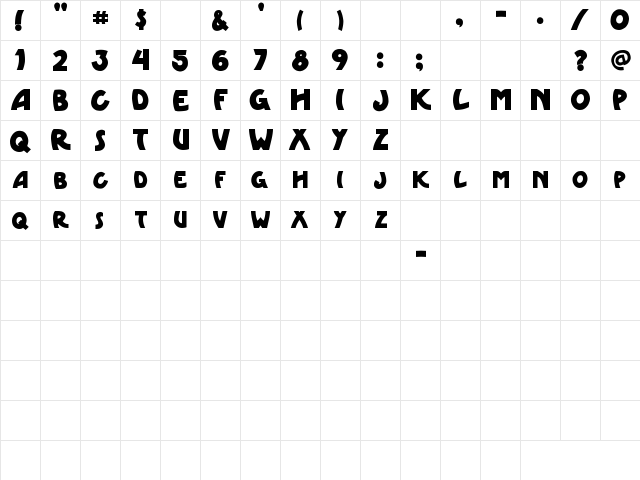 SBC Jills Place Regular  glyph index