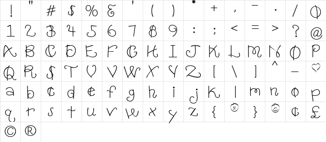 DC Madison Journal Regular  glyph index