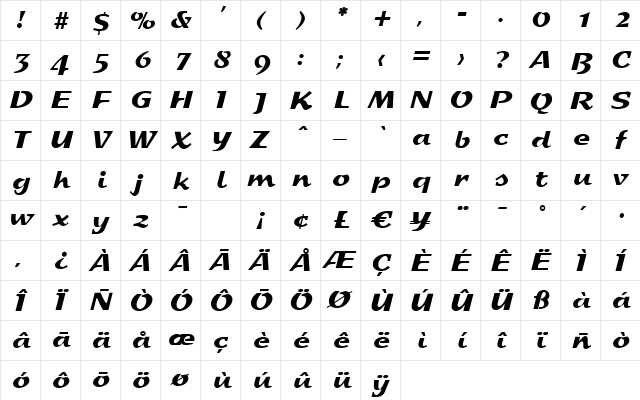 Script-S800 Regular  glyph index