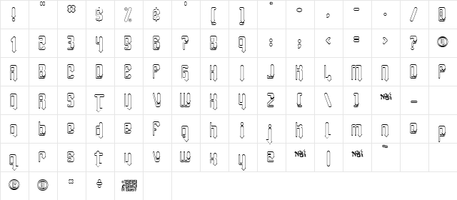 Angie TanLines Regular  glyph index