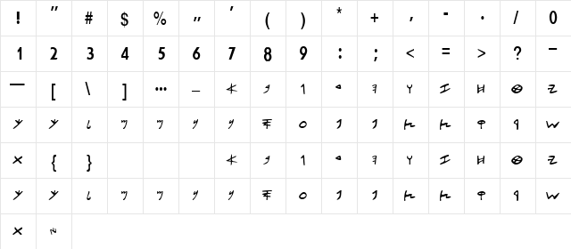 MoabiteSSK Regular  glyph index