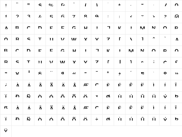 AgreloyInT3 Medium  glyph index