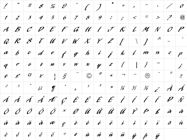 Laser ICG Alt Regular  glyph index