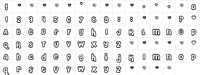 Lovers Life Regular  glyph index