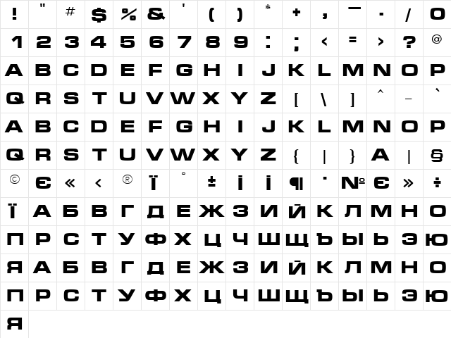 font348 Bold  glyph index