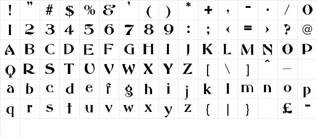 Chiapas Regular  glyph index