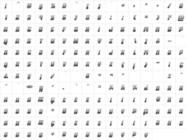 Opus Mundi Gradient Italic Italic  glyph index