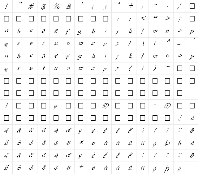 FZ JAZZY 33 HOLEY ITALIC Normal  glyph index
