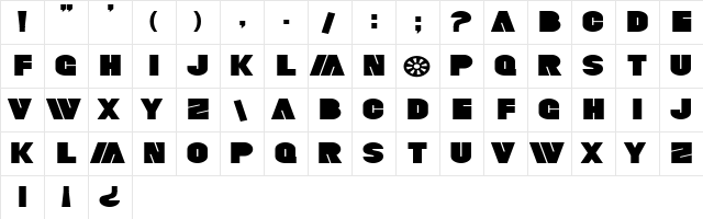 SF Fortune Wheel Exp Bold  glyph index