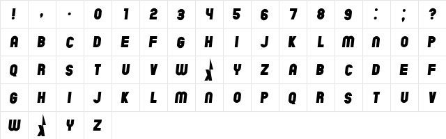Chicago Flat Italic  glyph index