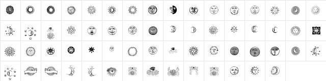 Astrodings Regular  glyph index