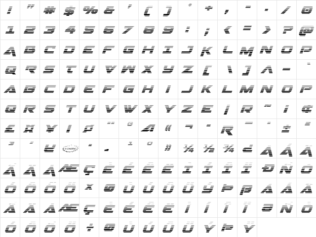 Gemina Gradient Italic Italic  glyph index