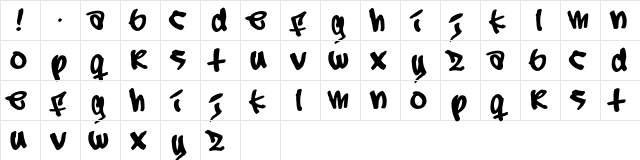 Subway Regular  glyph index