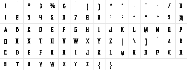 Giant bold inline Regular  glyph index