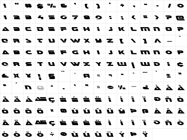 Galant Leftalic Italic  glyph index