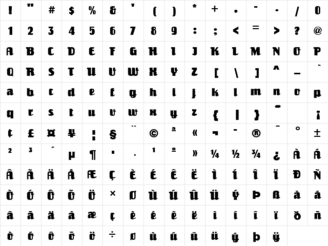 Salut Regular  glyph index