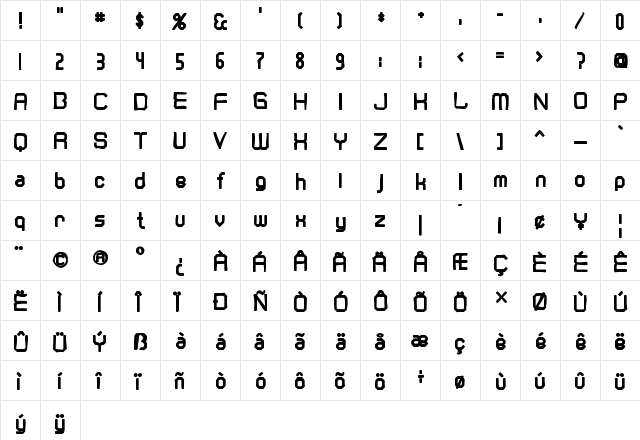 Cranberry Gin Ink Regular  glyph index