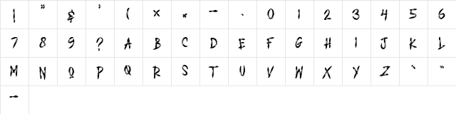 DEAD ATTACK Regular  glyph index