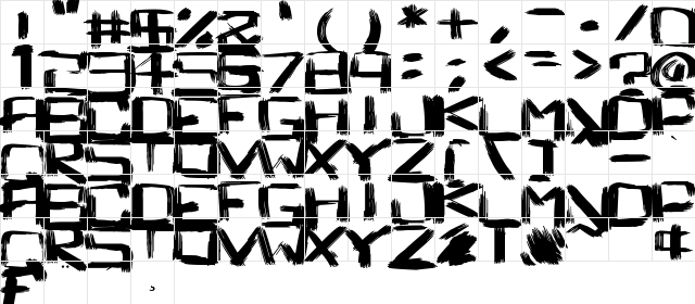 Square Brush Regular  glyph index