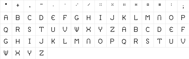 Black Pearl Caps Regular  glyph index