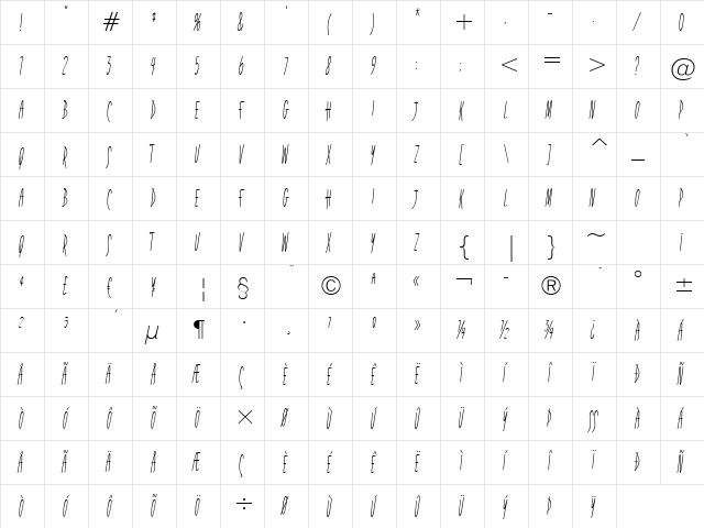 Fidelity Hour BTN Lt Regular  glyph index