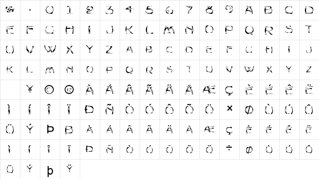 FZ WARPED 23 Normal  glyph index