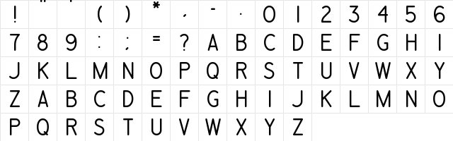 New Regular  glyph index