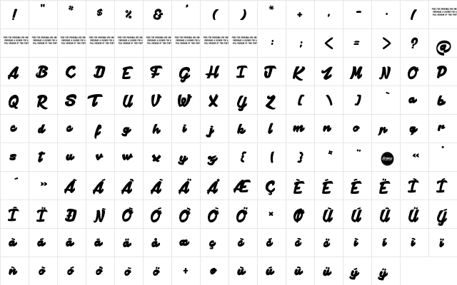Manhattan Avenue Regular  glyph index