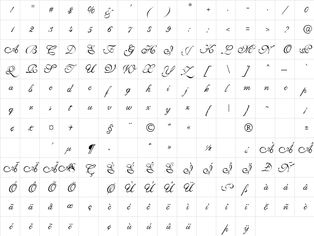 Estranged 2 Regular  glyph index