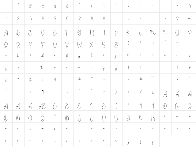 Effendi Regular  glyph index