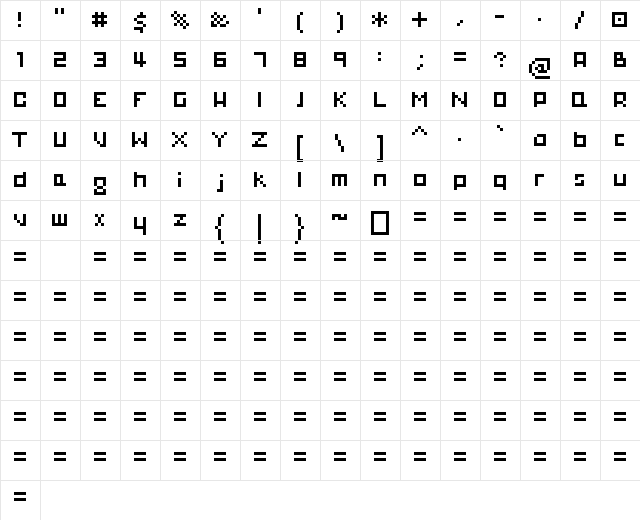 00Geometrix Regular  glyph index