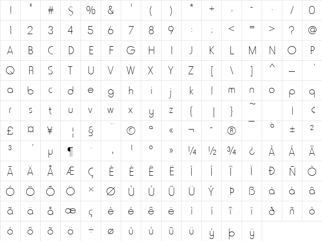 HoratioDLig Regular  glyph index