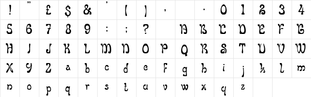 LeGolf Regular  glyph index