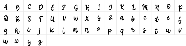 Alrte FREE Regular  glyph index